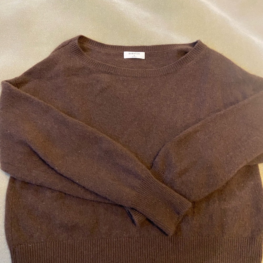 Babaton Brown Crewneck Sweater Classic Knit
